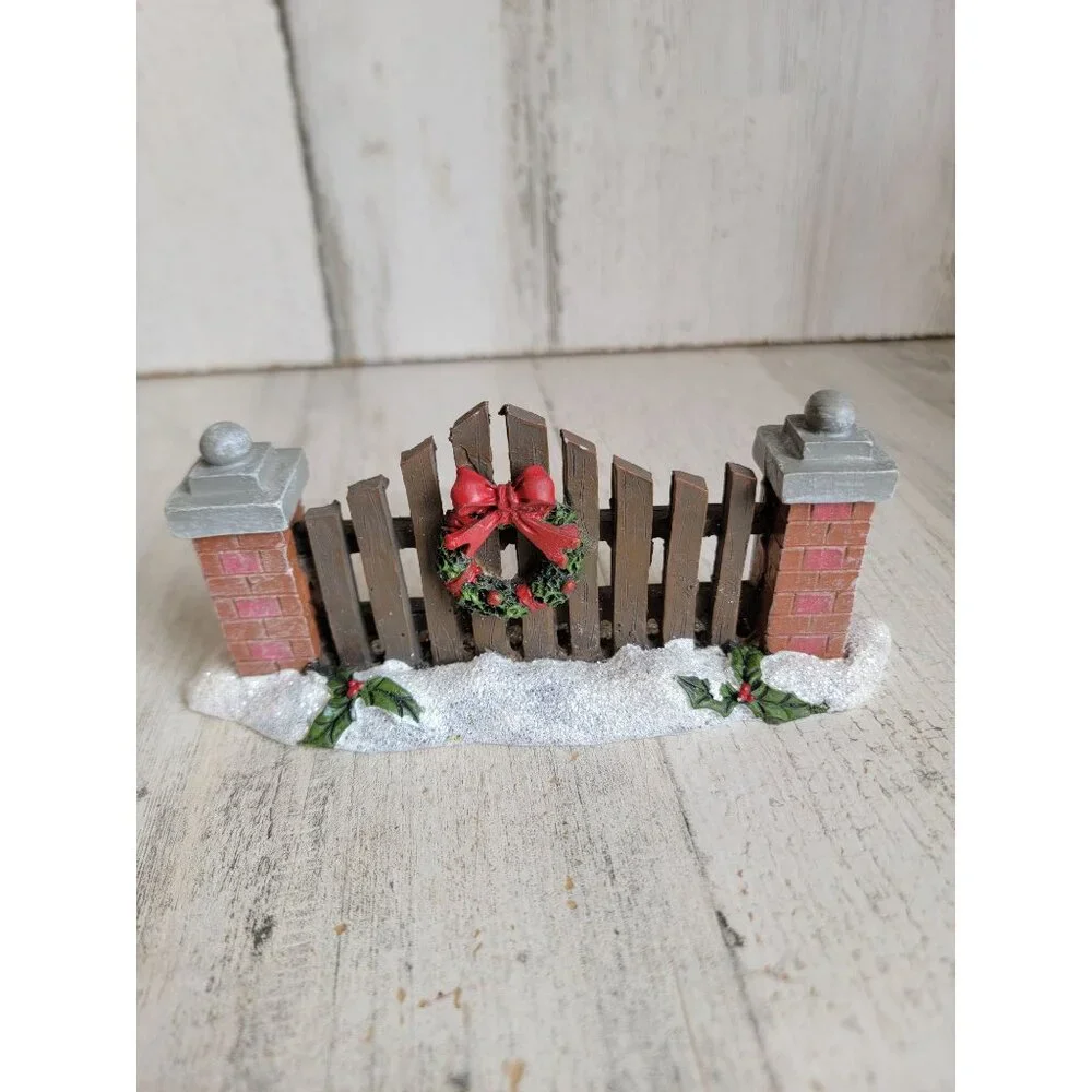 Christmas village fence wreath glitter accessory Xmas Mistletoe‎